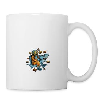 Plongeur et requin - Mug blanc - blanc - Droite