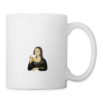 Mona Lisa mit Bier - Tasse - Weiß - Rechts