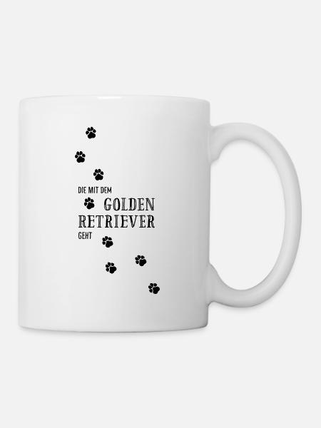 Die mit dem Golden Retriever geht - Hundepfoten - Tasse - Weiß