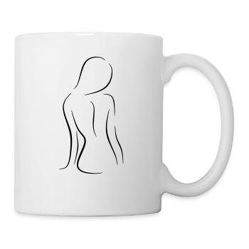 Line Art Frau Silhouette - Tasse - Weiß - Rechts