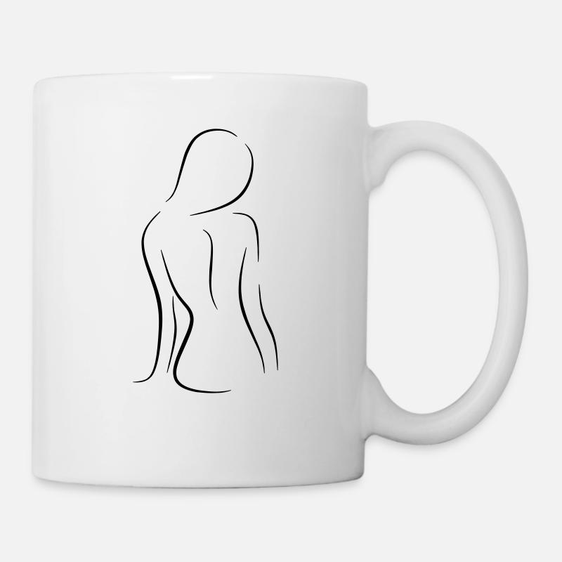 Line Art Frau Silhouette - Tasse - Weiß