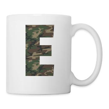 Tough letter E in camouflage pattern! Enlarge or - Mug - white - Right