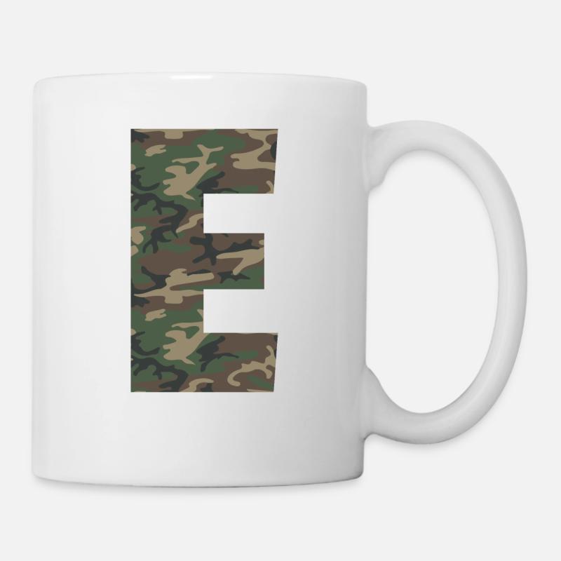 Zäher Buchstabe E im Tarnmuster! Vergrößern oder - Tasse - Weiß