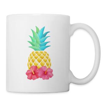 Ananas und Hibiskus - Tasse - Weiß - Rechts