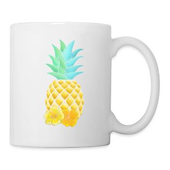 Fleurs d’ananas et d’hibiscus - Mug blanc - blanc - Droite