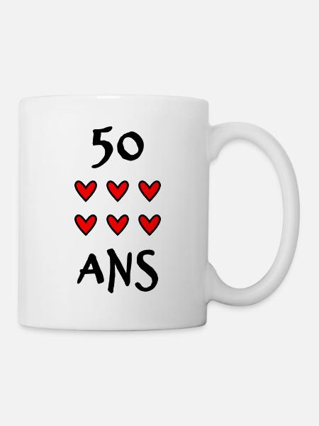 50 ANS. 50e ANNIVERSAIRE. ANNIVERSAIRE 50 ANS - Mug blanc - blanc