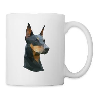 Low-Poly Dobermann - Tasse - Weiß - Rechts