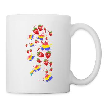 Erdbeeren, Erdbeere, Farbe, bunte Farbe - Tasse - Weiß - Rechts