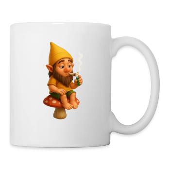 Kiffender Zwerg auf Pilz - Cannabis - Tasse - Weiß - Rechts