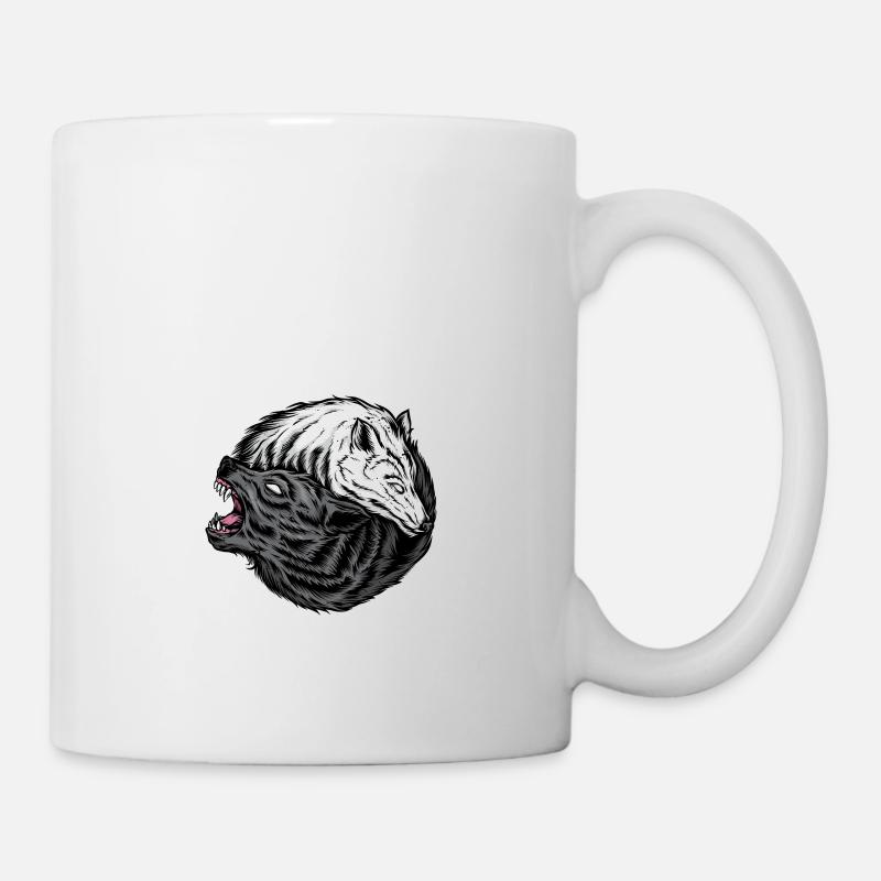 Ying-Yang-Wolf - Tasse - Weiß
