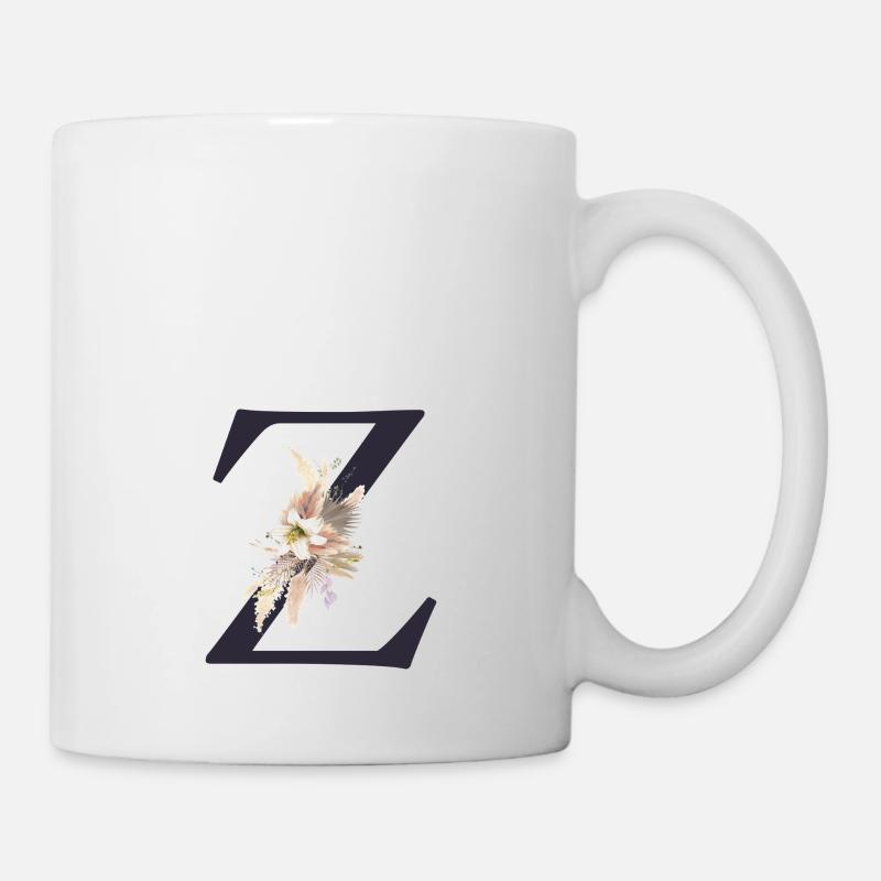 Monogram Z-blomster, der kan tilpasses - Kop/krus - hvid