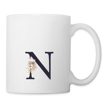 Monogramme N Floral personnalisable - Mug blanc - blanc - Droite
