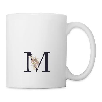 Personalisierbar Monogramm M Floral - Tasse - Weiß - Rechts