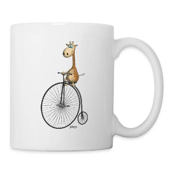 lustiges Hochrad mit Giraffe - Tasse - Weiß - Rechts