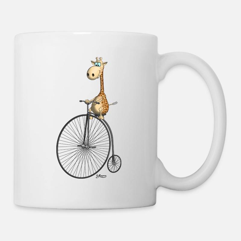 funny high wheel with giraffe - Mug - white