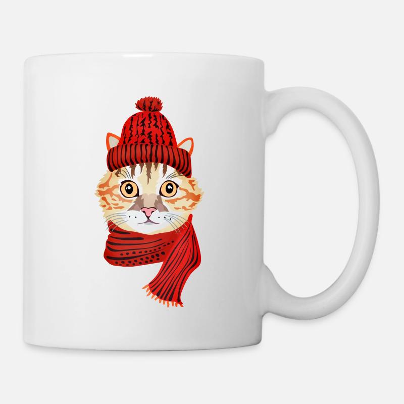 chat hiver - Mug blanc - blanc