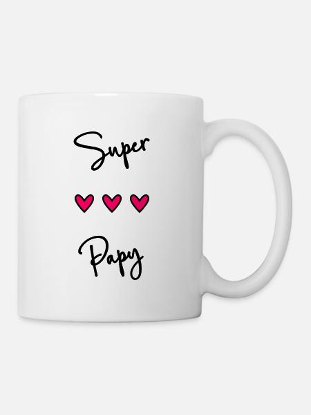 PAPY. SUPER PAPY. FÊTE DES PÈRES. BONNE FÊTE PAPY. - Mug blanc - blanc