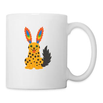 Exotischer Fantasy-Gepard mit Regenbogenfederohren - Tasse - Weiß - Rechts