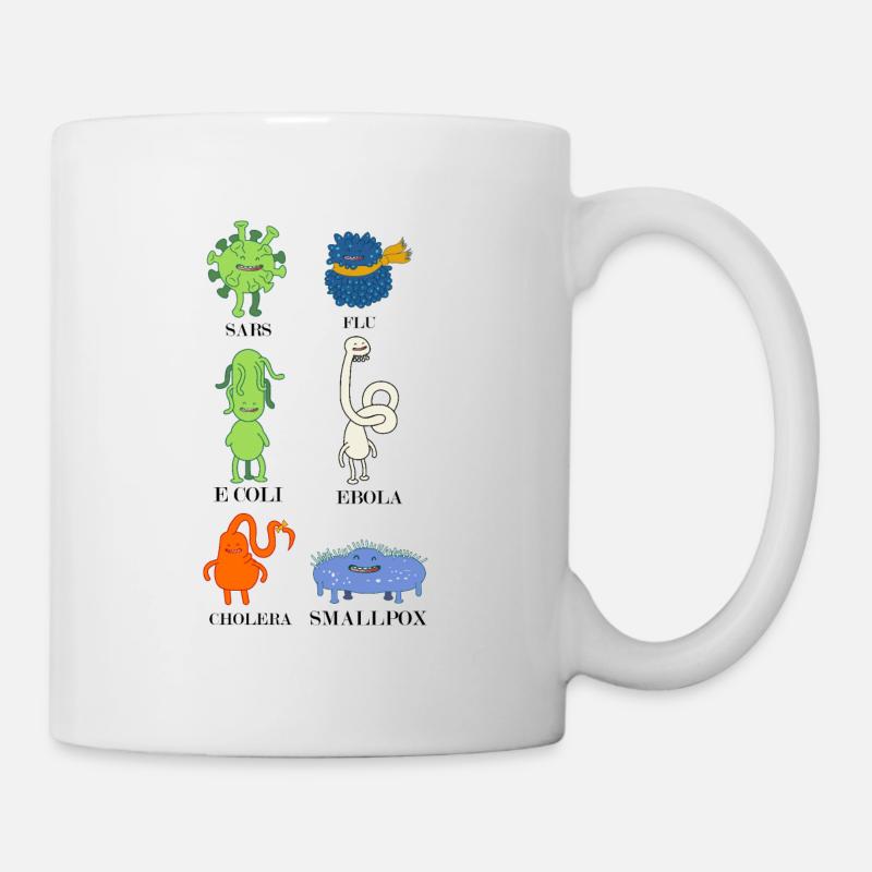 Süße Bakterien und Viren - Grippe, E.Coli - Tasse - Weiß