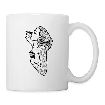 Old school tattooed woman - Mug - white - Right