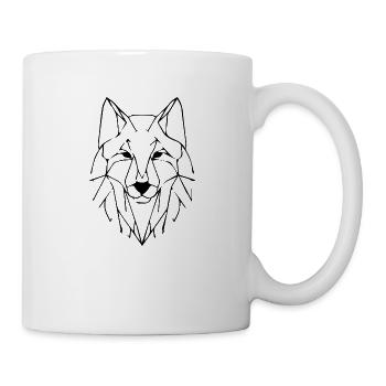 Wolf geometrisch - Tasse - Weiß - Rechts