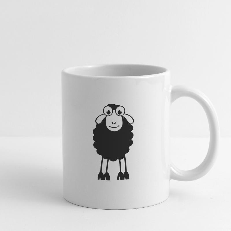 Schafe, weiße oder schwarze Schafe. Träumen oder schlafen Tasse