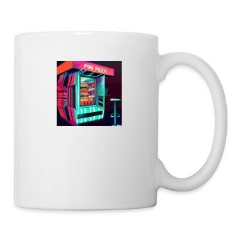 IMBISSSTAND AUS DER CYBERPUNK-ZUKUNFT, FUTURISTISCH - Tasse - Weiß - Rechts