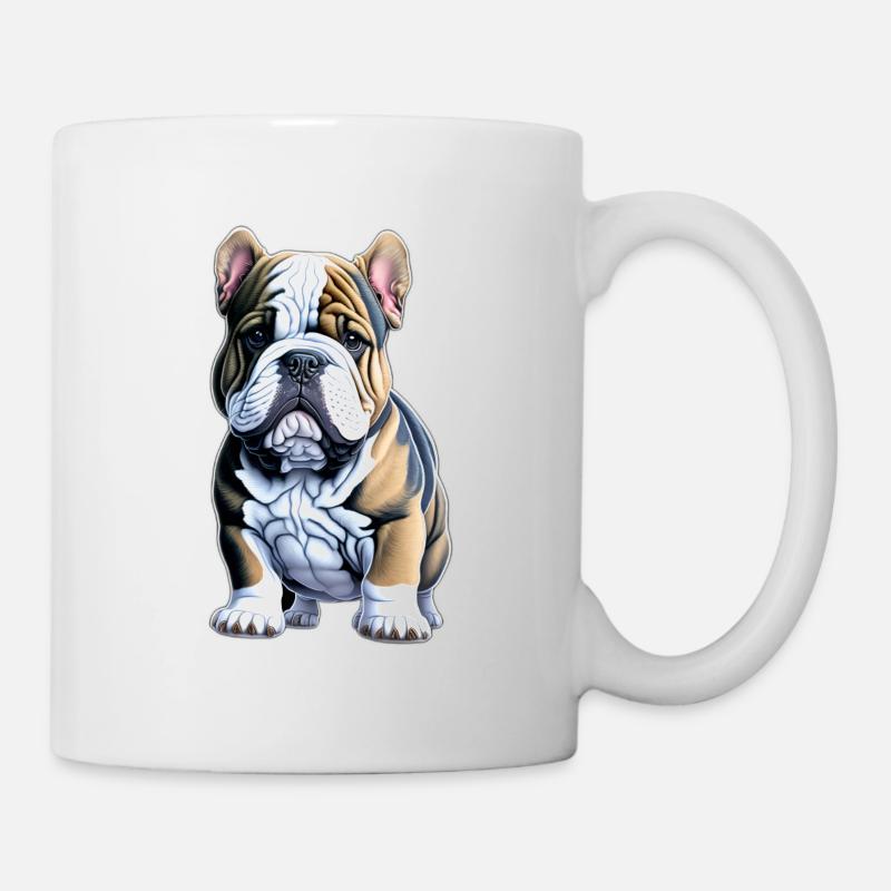 Süßer Bulldogge Welpe - Tasse - Weiß
