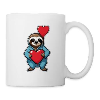 Faultier Herz Illustration Valentinstag - Tasse - Weiß - Rechts