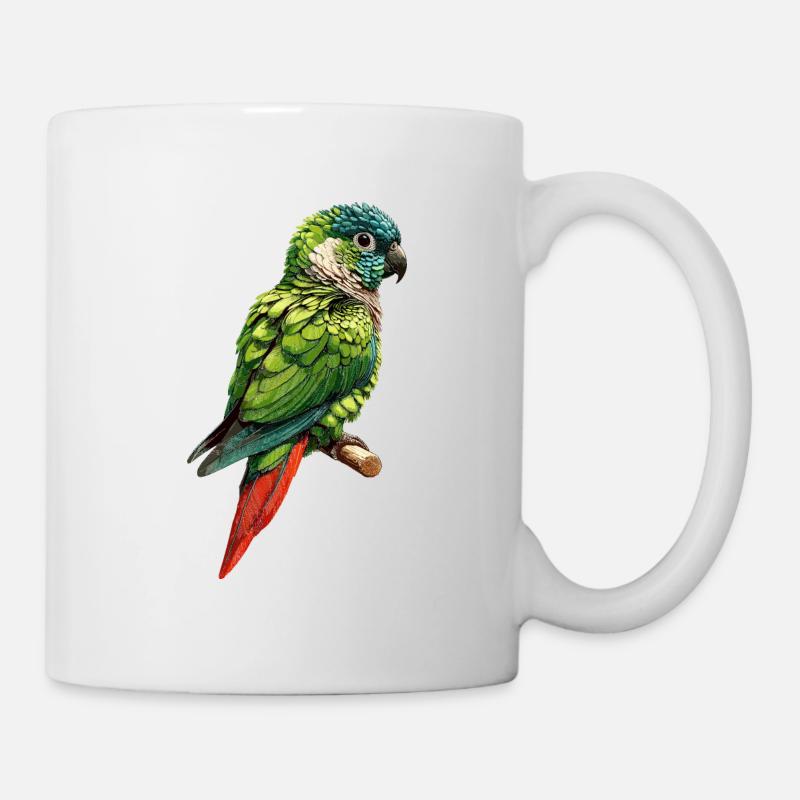 Conure à joues vertes Perroquet mignon de conure - Mug blanc - blanc