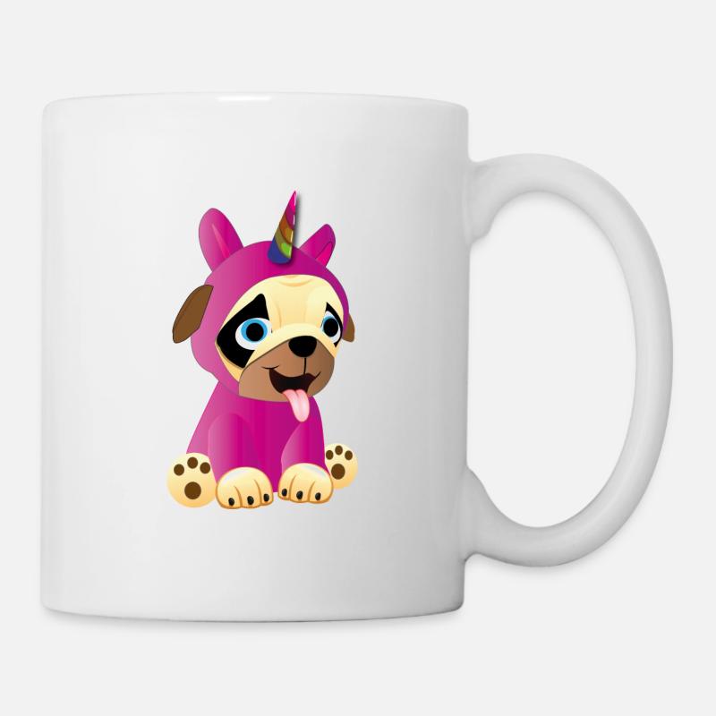 Mops im Einhorn Kostüm - Unicorn Pug - Tasse - Weiß