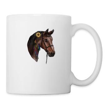 Aquarell Pferd - Tasse - Weiß - Rechts