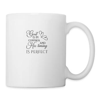 Christian Design God is in Control and His Timing - Mug - white - Right