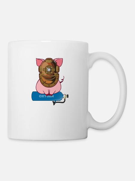 Taucher tauchen Tief Tauchschein diveaholic - Tasse - Weiß