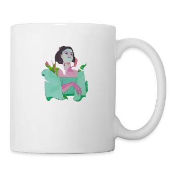 woman, pop-art, abstract, plants,pink, green - Mug - white - Right