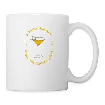 A DRINK PER DAY KEEPS THE DOCTOR AWAY - Tasse - Weiß - Rechts