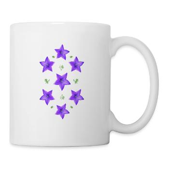 lila Blume - Glockenblume - Tasse - Weiß - Rechts