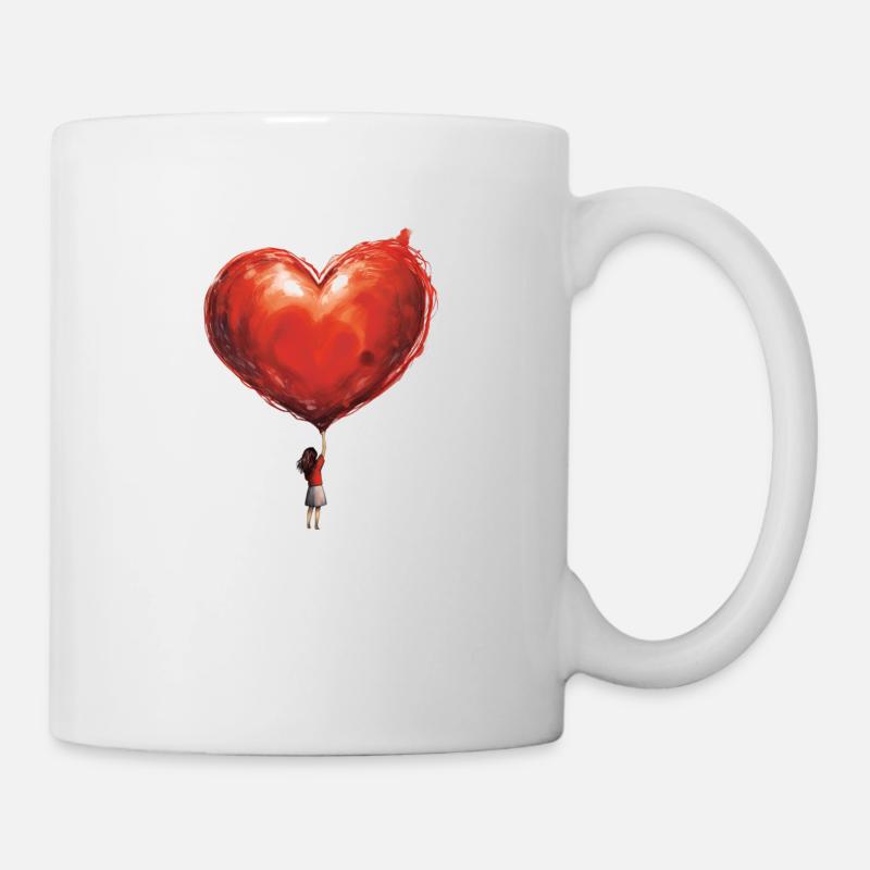 Mädchen mit riesigem Herzballon - Tasse - Weiß