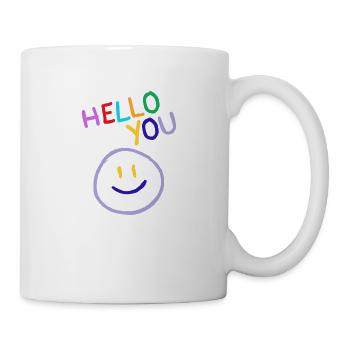 Écriture colorée « Bonjour toi » - pour bébé, enfant en bas âge - Mug blanc - blanc - Droite
