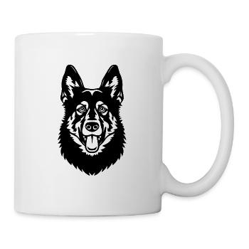 Schäferhund Hund Hundekopf - Tasse - Weiß - Rechts