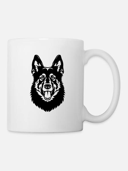 Schäferhund Hund Hundekopf - Tasse - Weiß