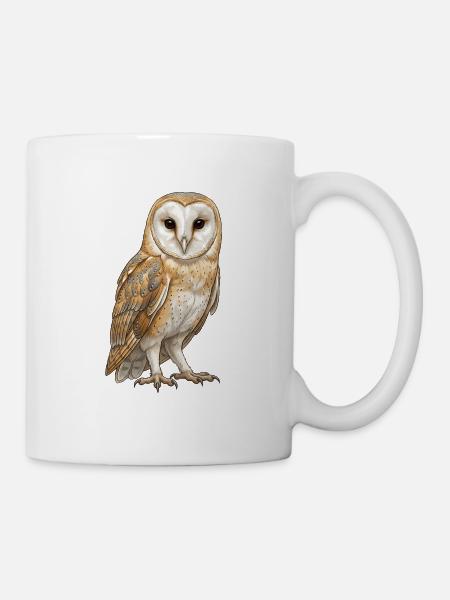 Schleiereule-Illustration – digital - Tasse - Weiß