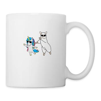 Dabbendes Lama mit Einhorn und Sonnenbrillen - Tasse - Weiß - Rechts