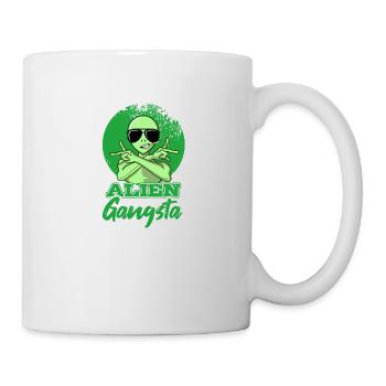Alien Gangsta UFO Weltraum Außerirdisch Geschenk - Tasse - Weiß - Rechts