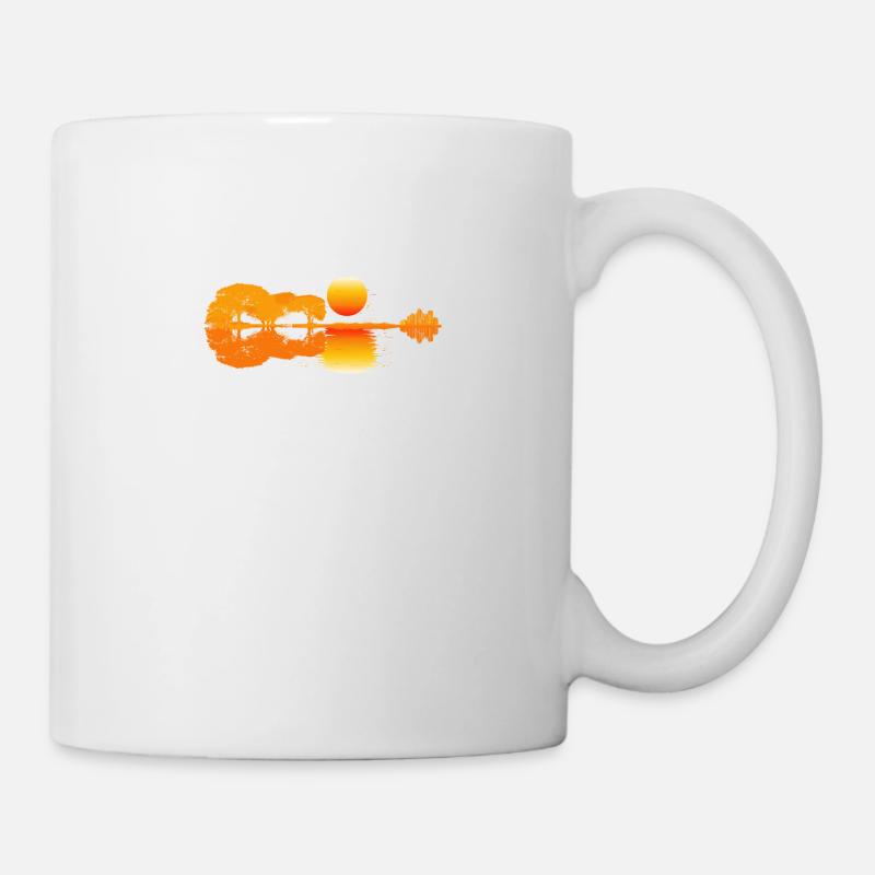 La guitare dans la nature Avec le coucher de soleil Cadeau - Mug blanc - blanc