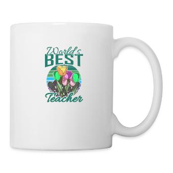 Meilleur professeur du monde avec un cadeau d'école de fleurs - Mug blanc - blanc - Droite