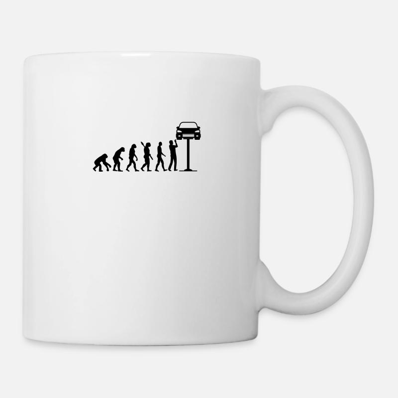 Mechaniker Evolution Auto Schrauber Geschenk - Tasse - Weiß