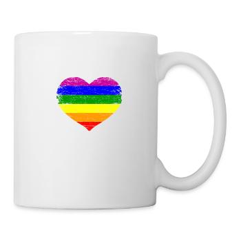 Cadeau de fierté de coeur d'arc-en-bande LGBT - Mug blanc - blanc - Droite
