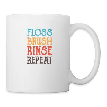 Zahnarzt Zahnseide Zahnarzthelferin Geschenk - Tasse - Weiß - Rechts