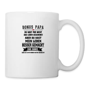 Bonus Papa Spruch Stiefvater Geschenk - Tasse - Weiß - Rechts